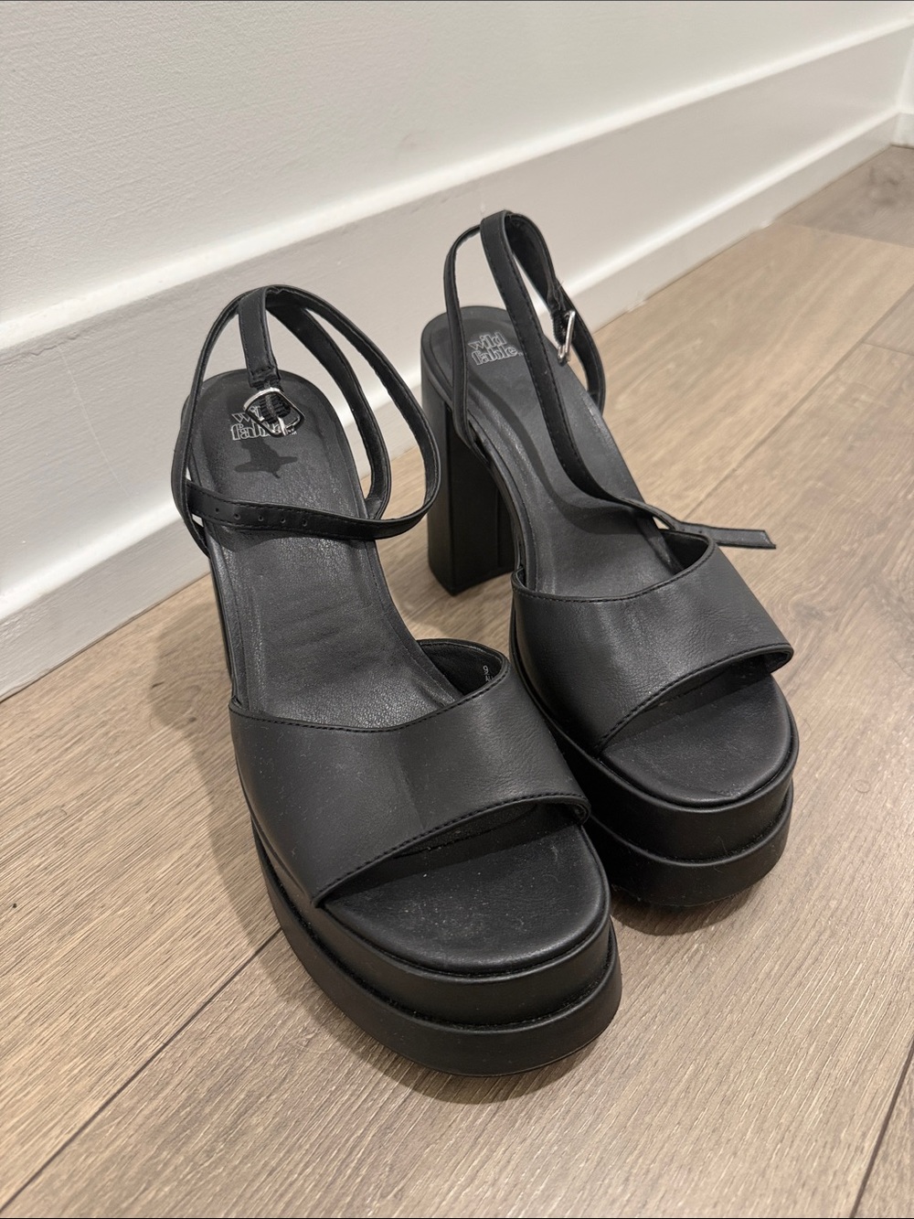 wild fable Black Platform Block Heel Sandals with Ankle Strap